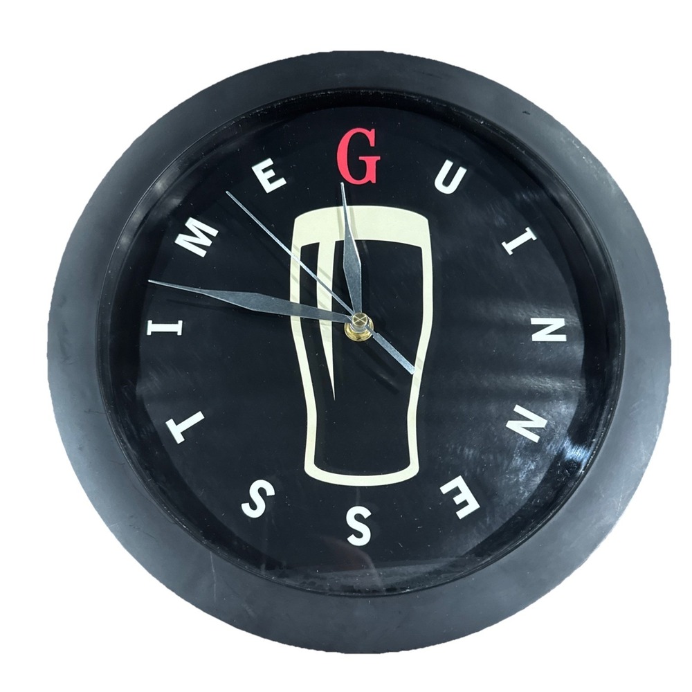 Guinness Time Beer Wall Clock Pint Glass Graphic Breweriana Collectible Irish